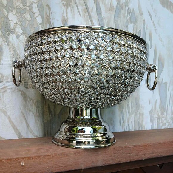 Cynthia Rowley Glass Rhinestone Crystallized Bling Champagne Ice Bucket - Picture 4 of 12